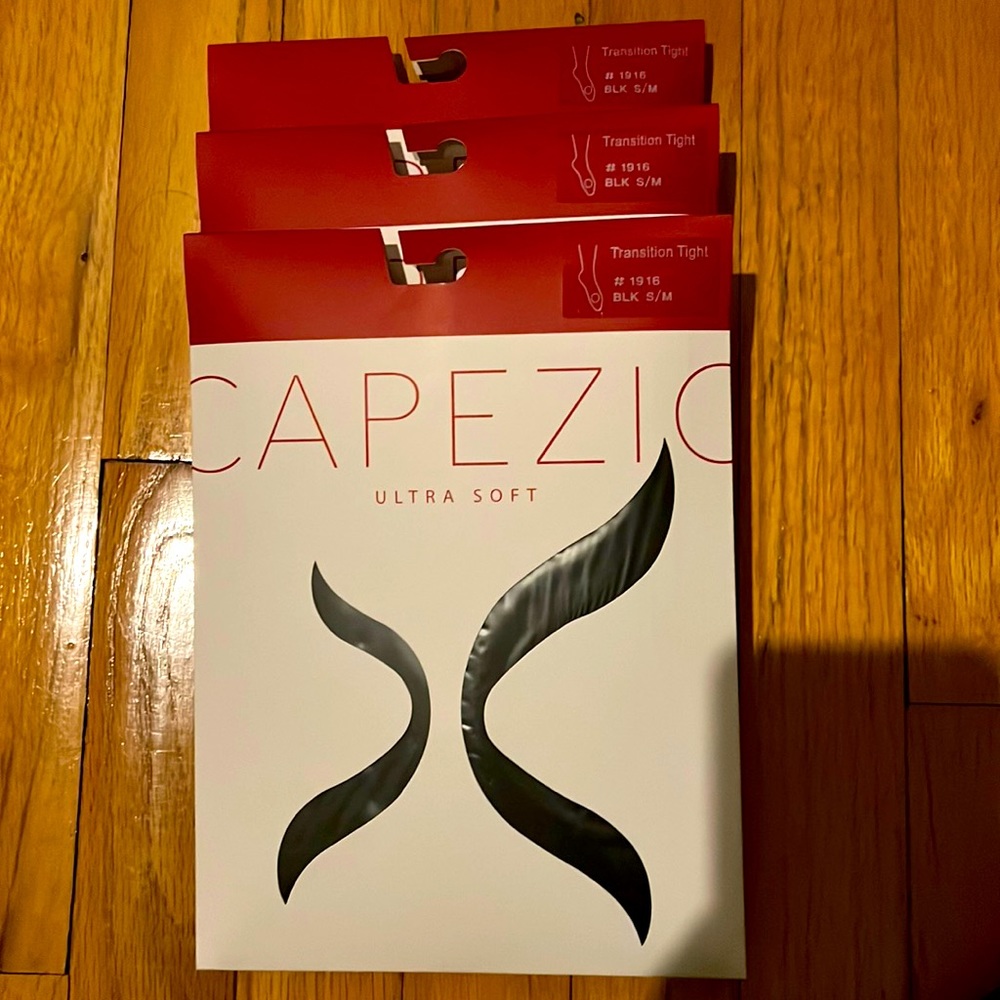 CAPEZIO ultra soft Transition tights, BLACK,set of 3 packs, brand new in package